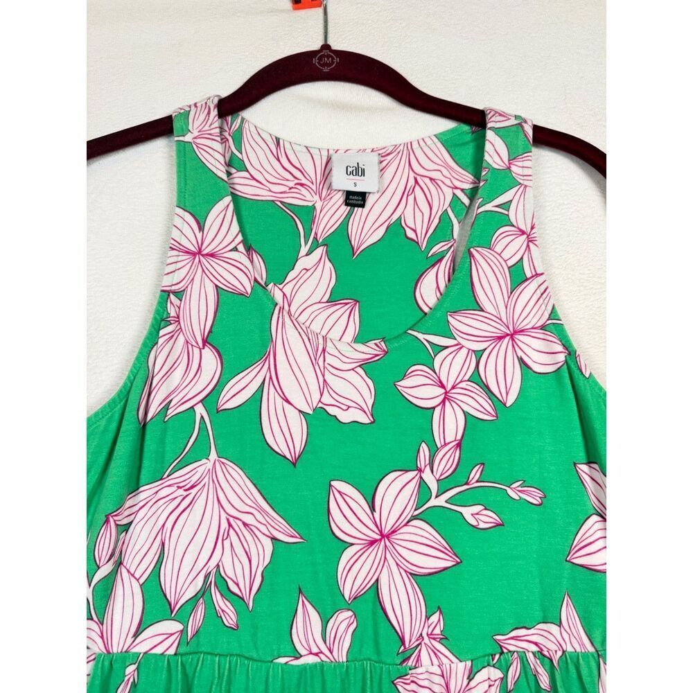 Cabi Weekend Dress 6217 Small Green Floral Sleeveless Tank Midi Dress Pockets - Picture 6 of 12